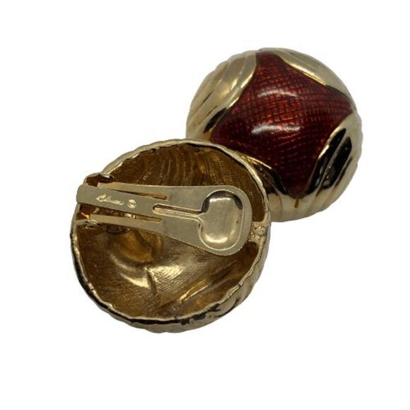 Stunning Chunky Vintage BLANCA Gold Tone Clip On Dome Statement Earrings - Picture 3 of 7